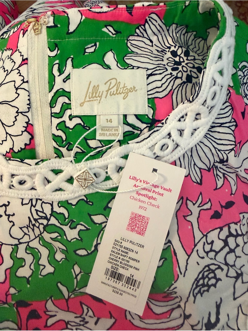 Lilly Pulitzer Romper - Pink and Green Salem - Size 14 - Picture 11 of 11